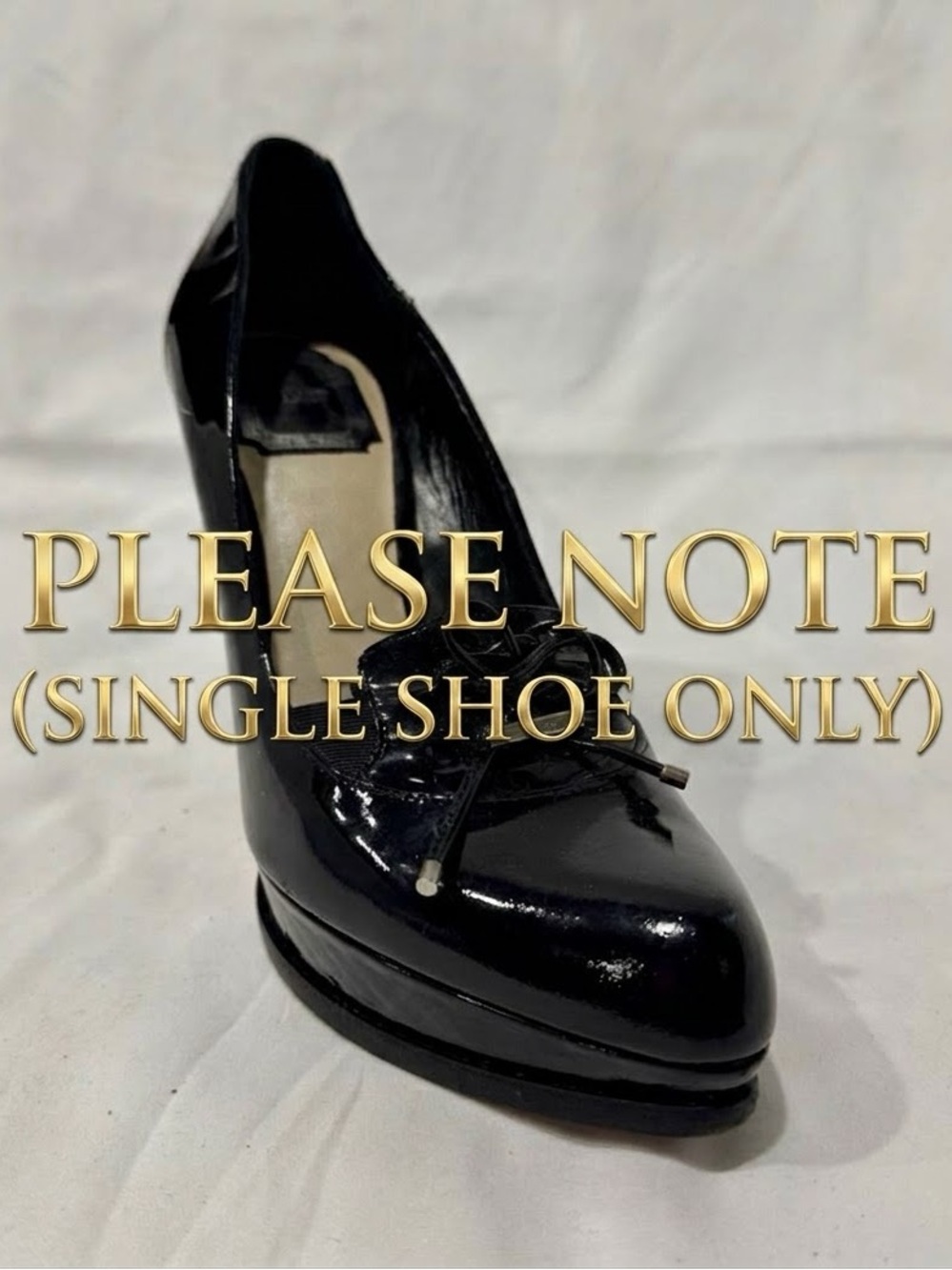 Christian Dior Black Patent Platform Bow Pump Y2K SINGLE SHOE